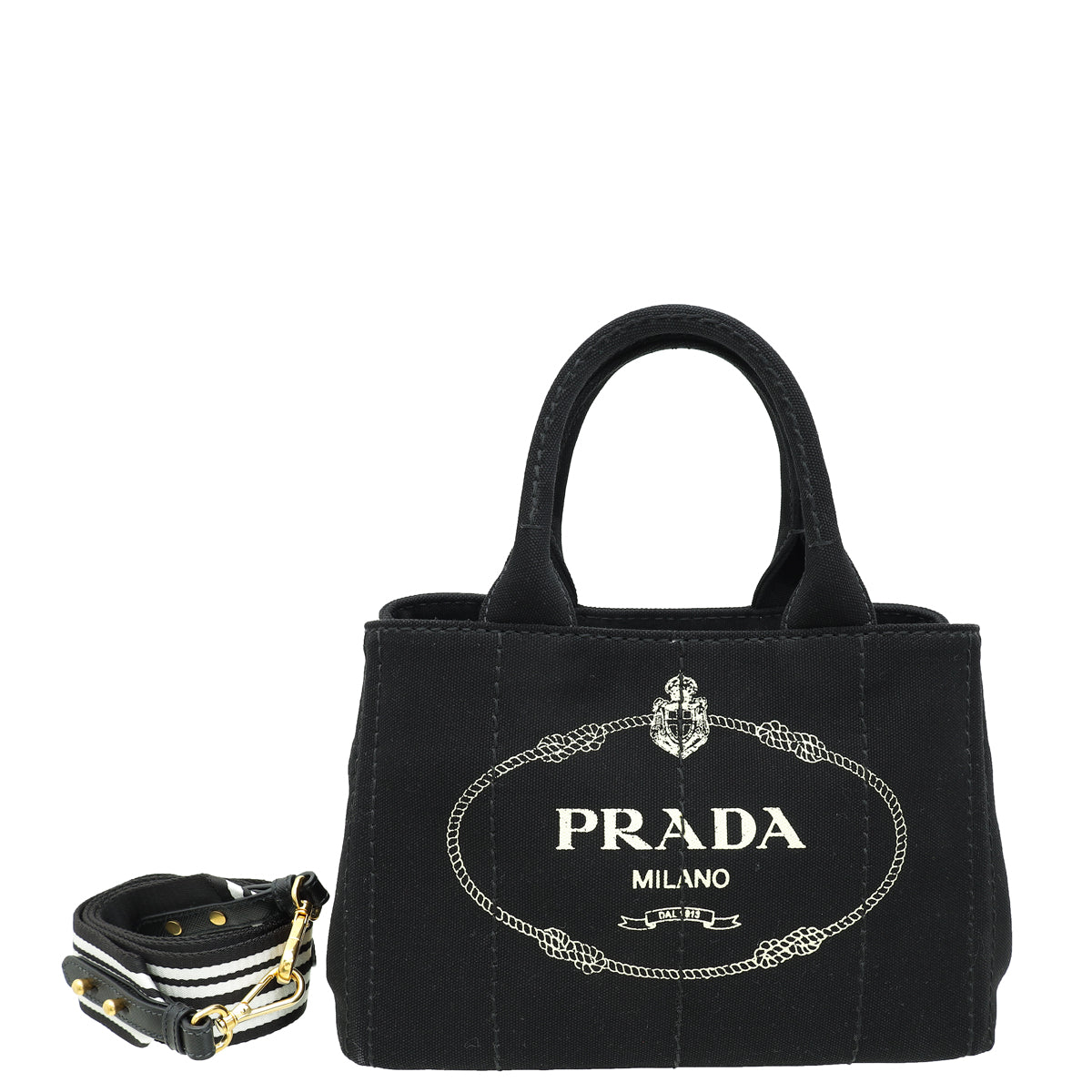 Prada Bicolor Canapa Logo Tote Bag