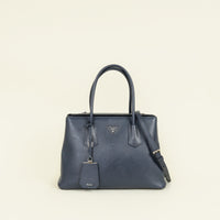 Prada Navy Cuir Turnlock Twin Tote Bag