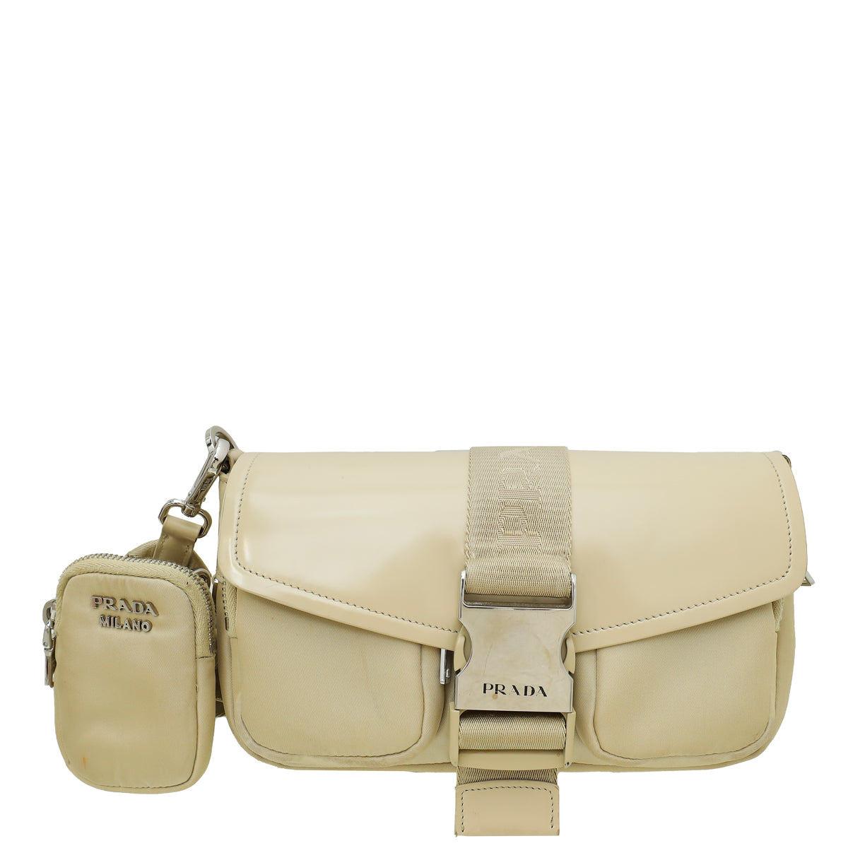 Prada Beige Pocket Nylon and Brushed Bag-Prada-THE CLOSET