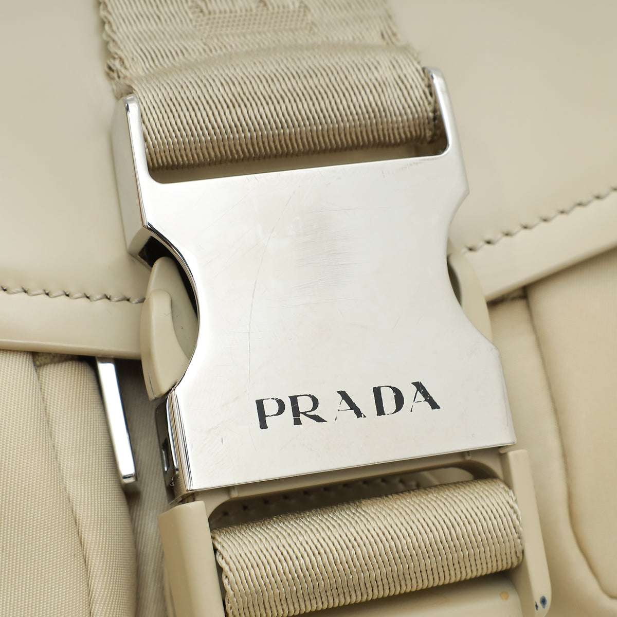 Prada Beige Pocket Nylon and Brushed Bag