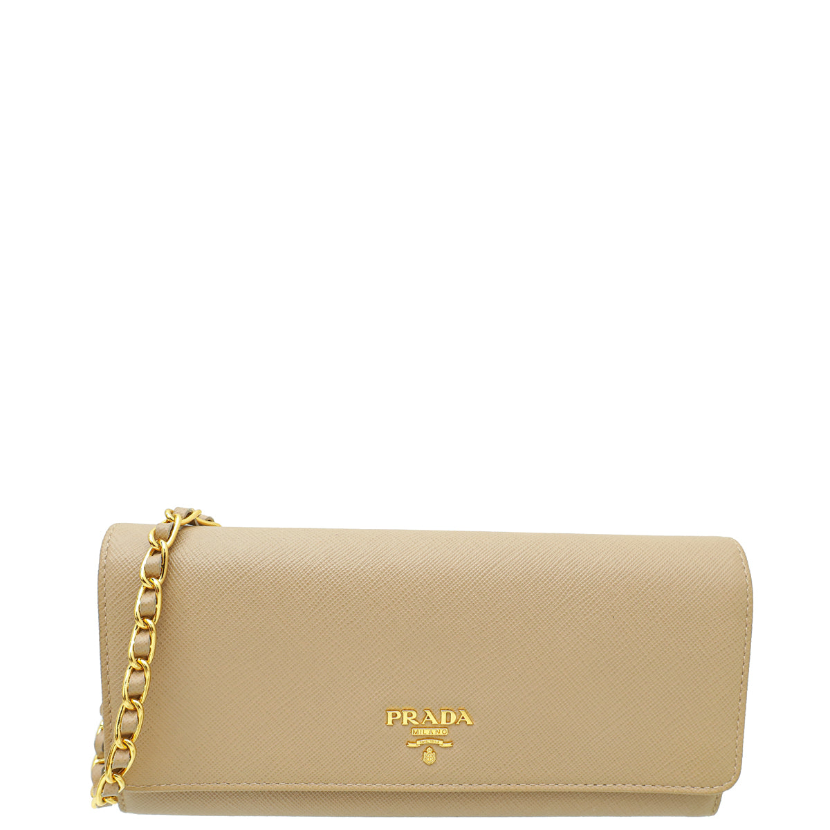 Prada Beige Logo Lux Wallet On Chain-Prada-THE CLOSET
