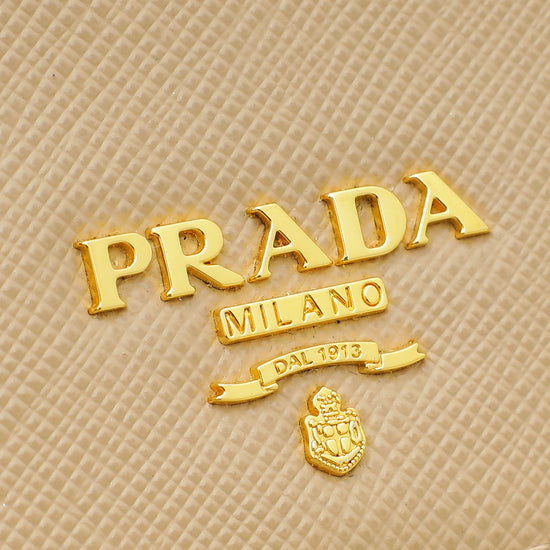 Prada Beige Logo Lux Wallet On Chain