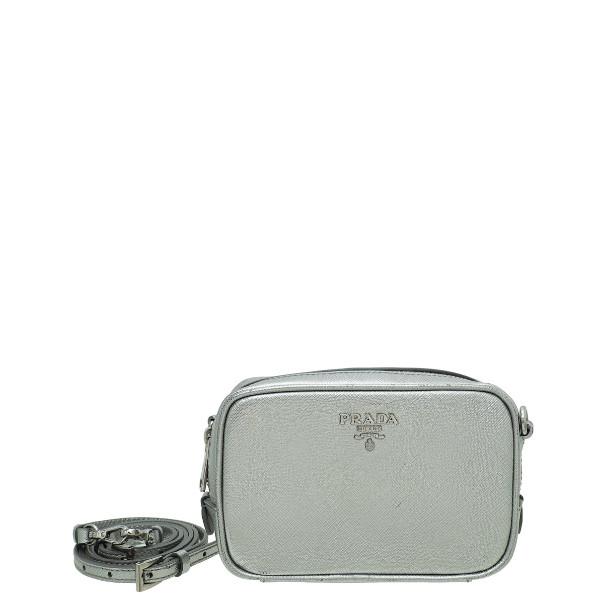 Prada Metallic Silver Mini Camera Crossbody Bag-Prada-THE CLOSET