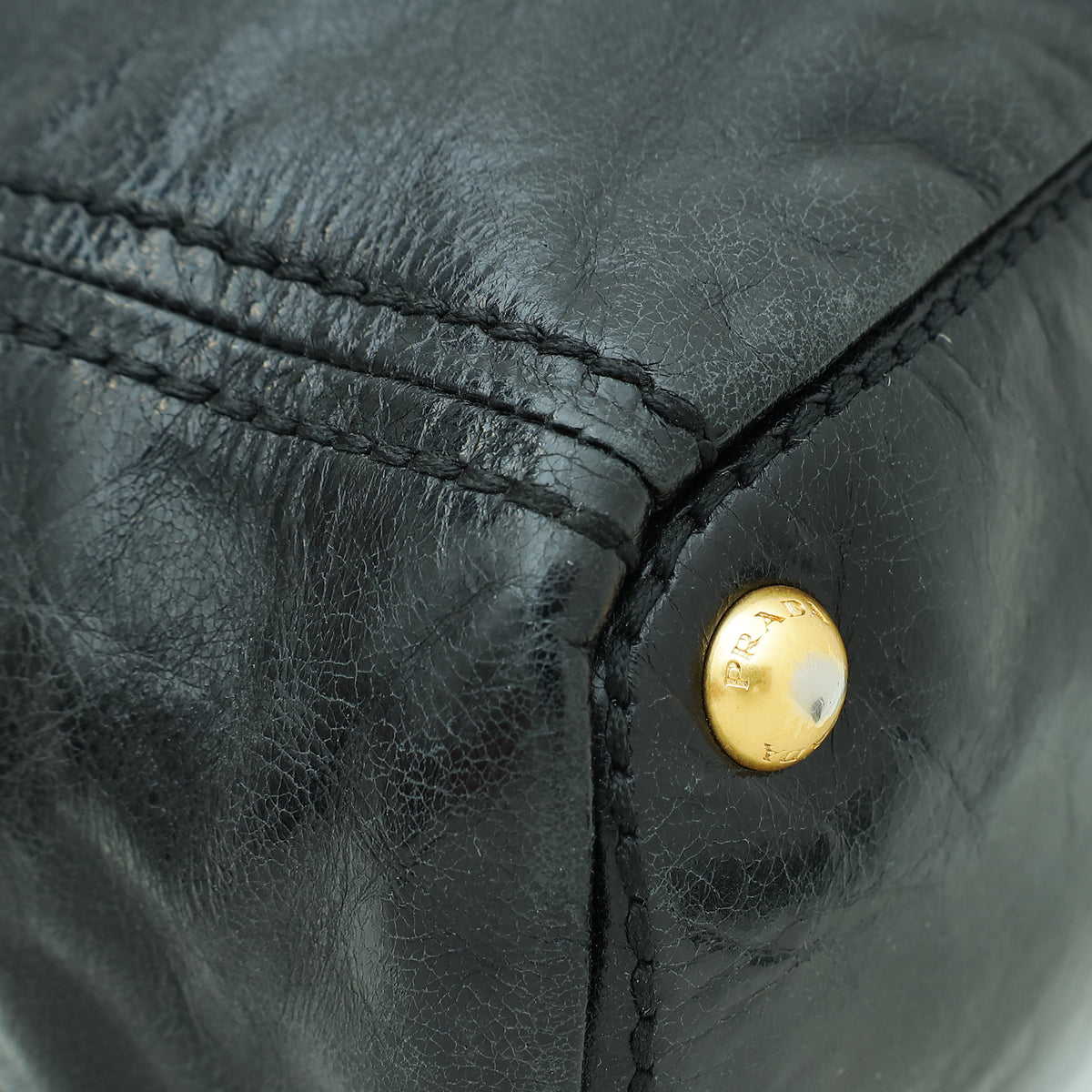 Prada Black Front Zip Tote Bag