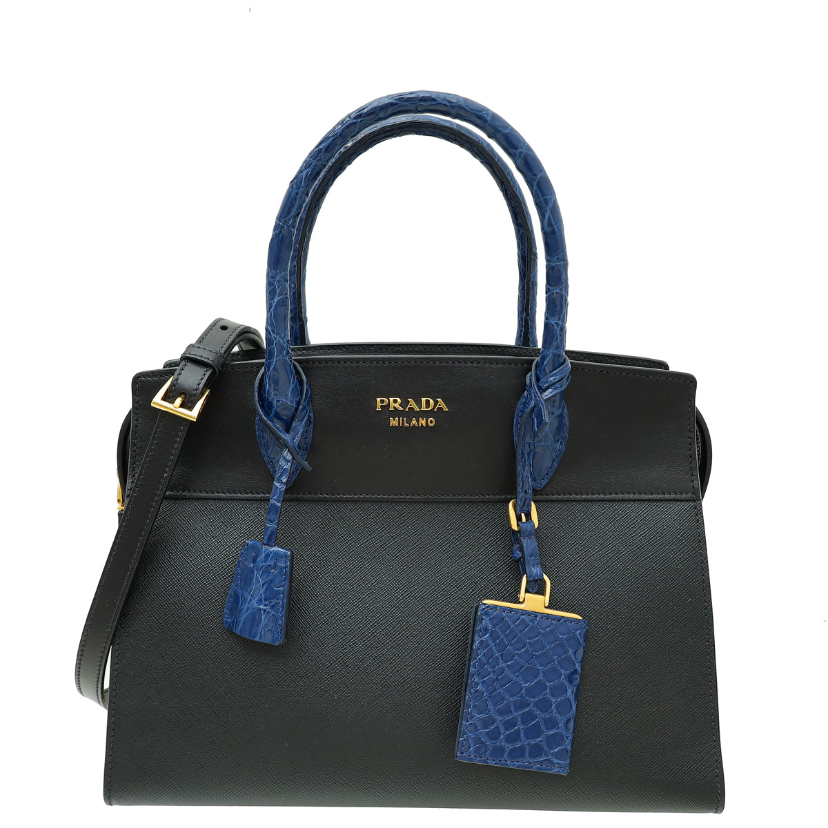 Prada Bicolor Crocodile Touch Esplanade Tote Medium Bag-Prada-THE CLOSET