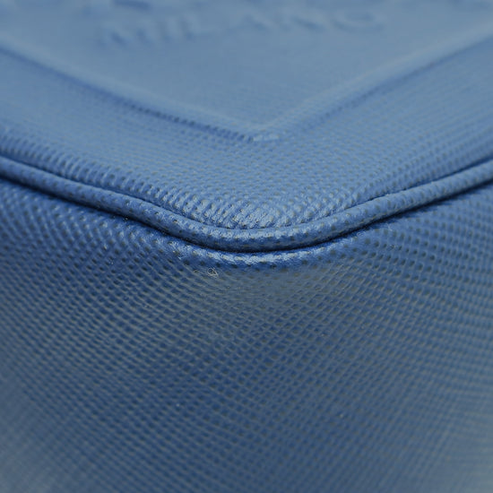 Prada Blue Cuir Logo Triangle Bag (for Men)