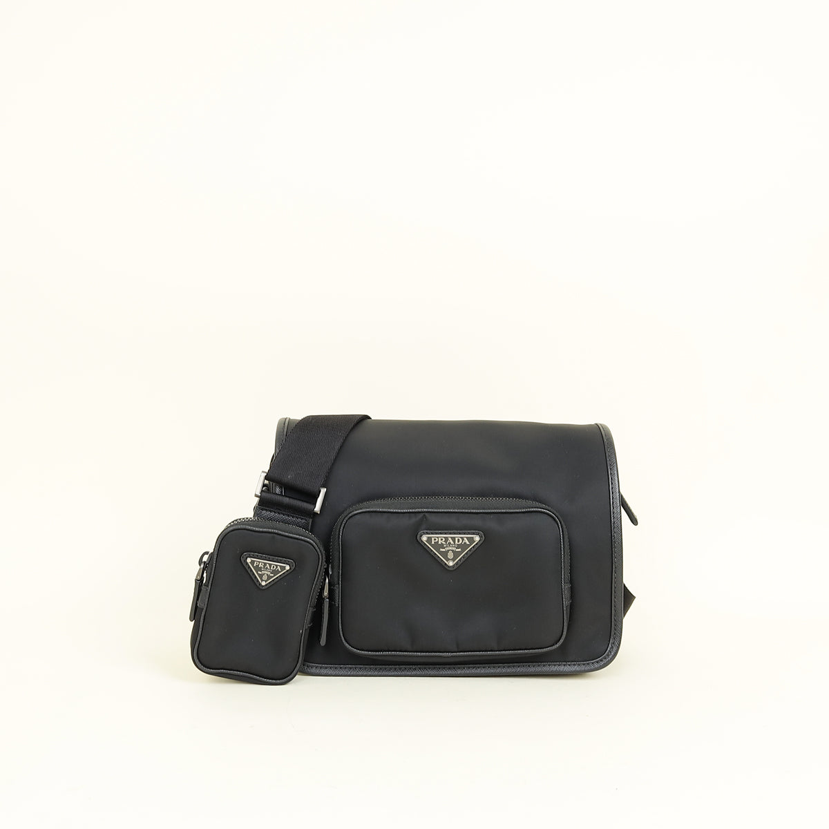 Prada Black Re-Nylon Re-Nylon and Saffiano Shoulder Bag
