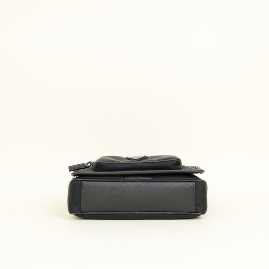 Prada Black Re-Nylon Re-Nylon and Saffiano Shoulder Bag