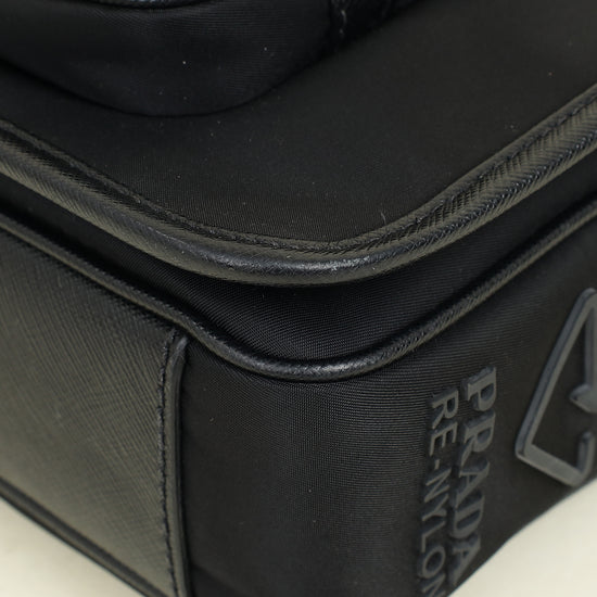 Prada Black Re-Nylon Re-Nylon and Saffiano Shoulder Bag