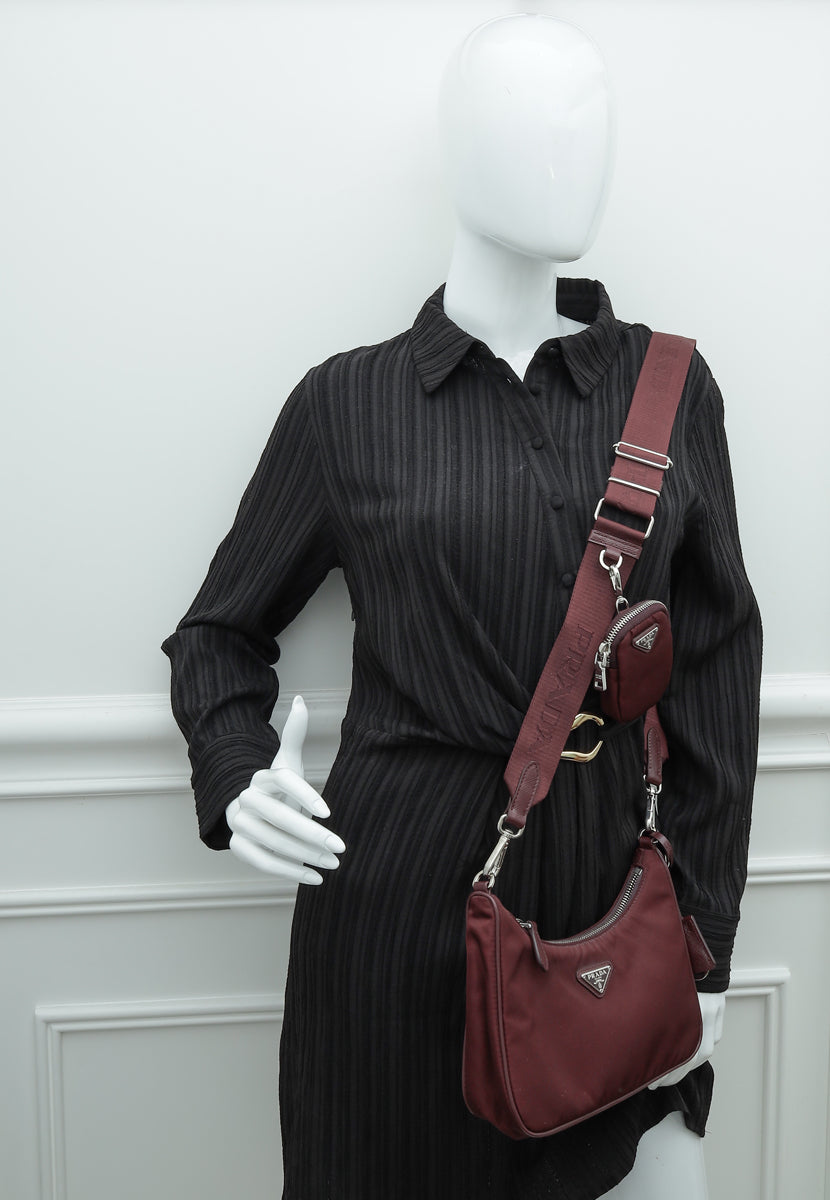 Prada burgundy nylon bag Clearance