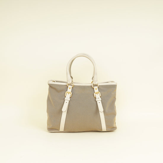 Prada Bicolor Jacquard Logo Tote Bag