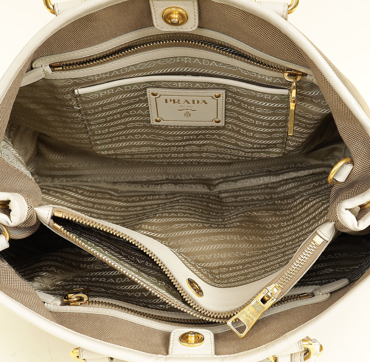 Prada Bicolor Jacquard Logo Tote Bag