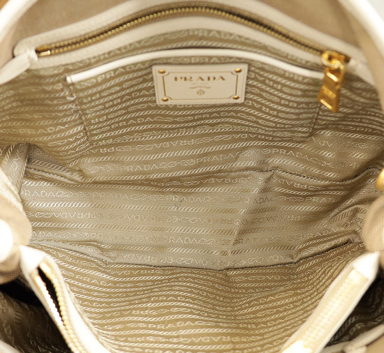 Prada Bicolor Jacquard Logo Tote Bag