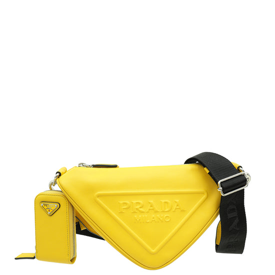 Prada Yellow Grace Lux Triangle Crossbody Bag