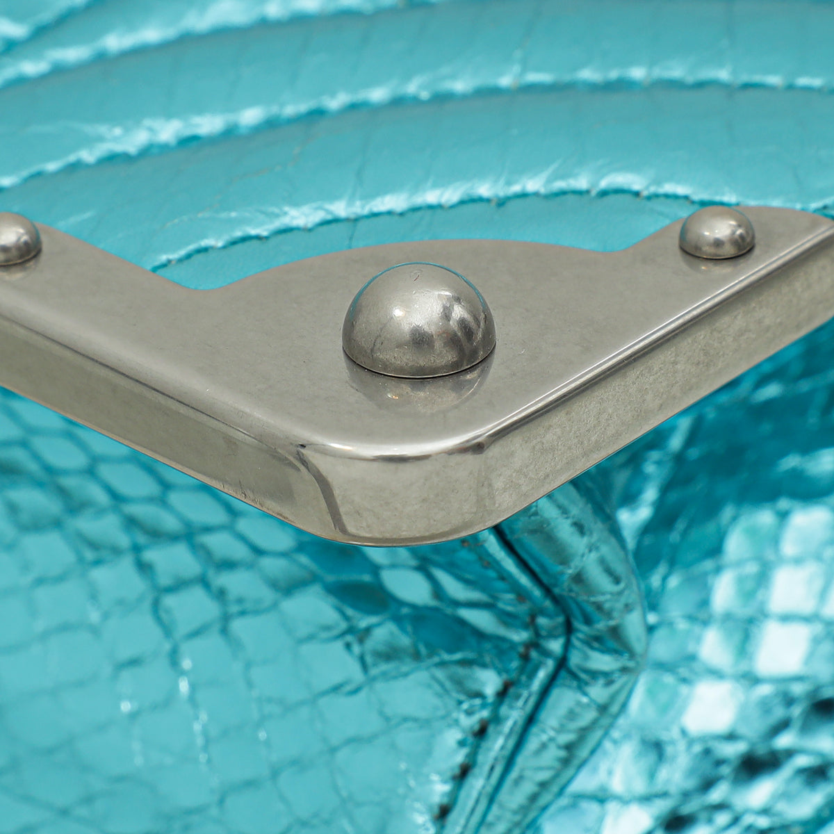 Prada Aqua Blue Metallic Snakeskin Cahier Shoulder Bag