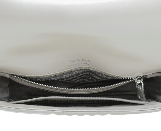 Prada Pomice Grey Impunture Diagramme Flap Bag