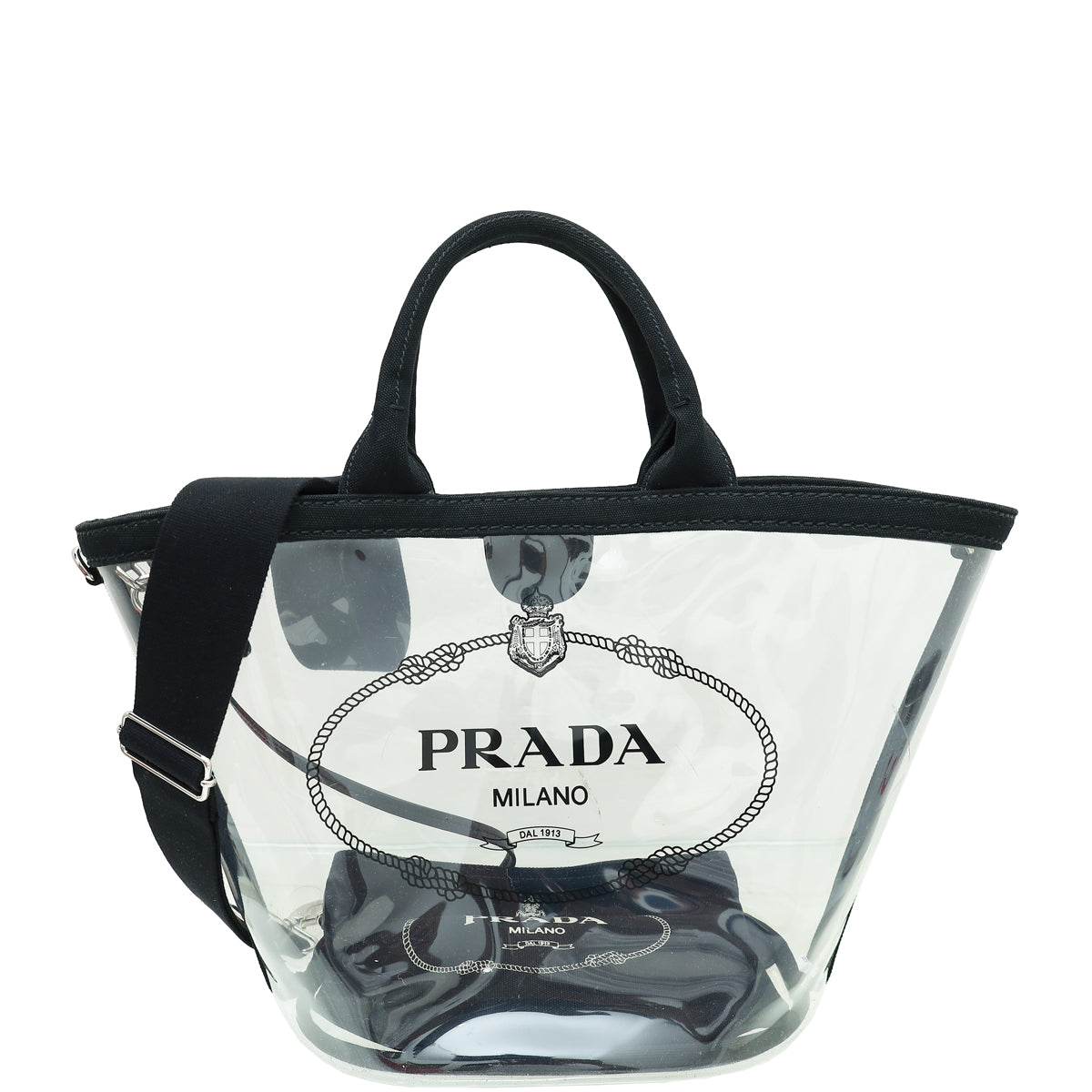 Prada Bicolor Vinyl Canapa Logo Tote Bag-Prada-THE CLOSET