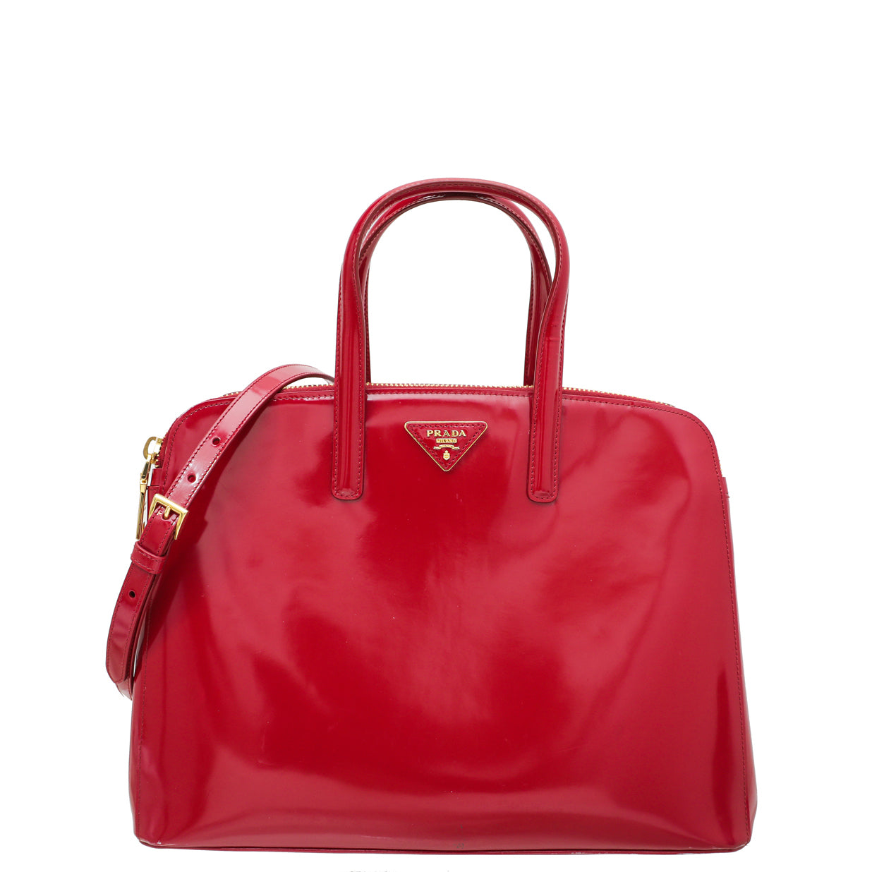 Prada Scarlet Red Spazzolato Double Zip Top Handle Bag-Prada-THE CLOSET