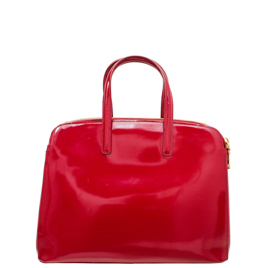 Prada Scarlet Red Spazzolato Double Zip Top Handle Bag