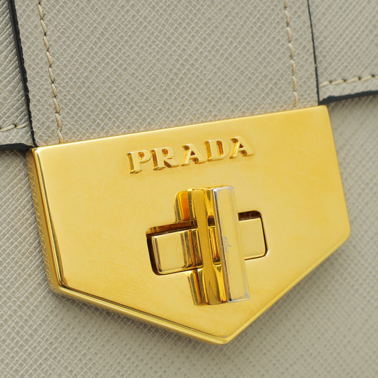 Prada Saffiano Lux Wallet On Chain - Neutrals Shoulder Bags