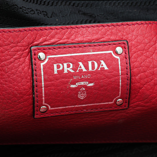 Prada Red Vitello Phenix Shopping Tote Bag