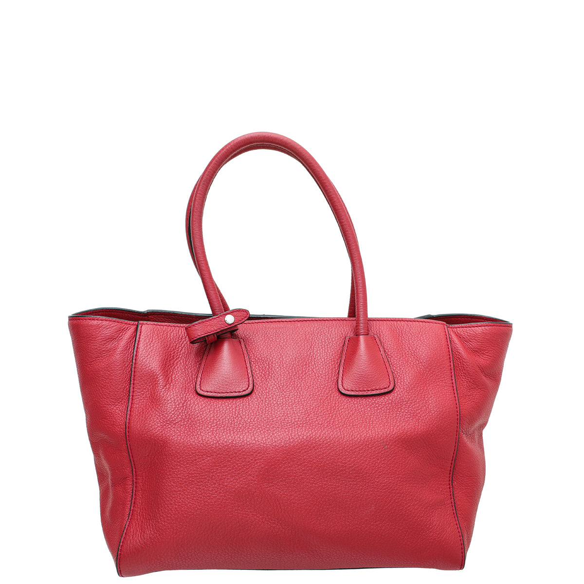 Prada Red Vitello Phenix Shopping Tote Bag-Prada-THE CLOSET