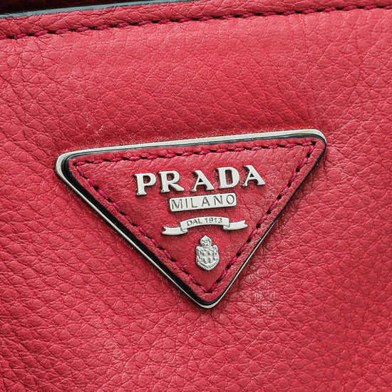 Prada Red Vitello Phenix Leather Shopper Tote Prada