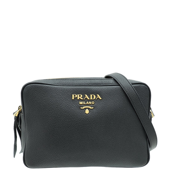 Prada Black Double Zip Camera Crossbody Bag