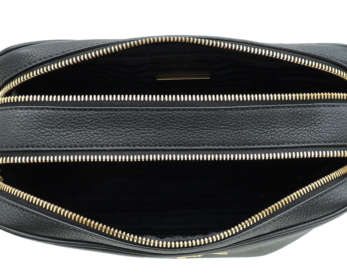 Prada Black Double Zip Camera Crossbody Bag