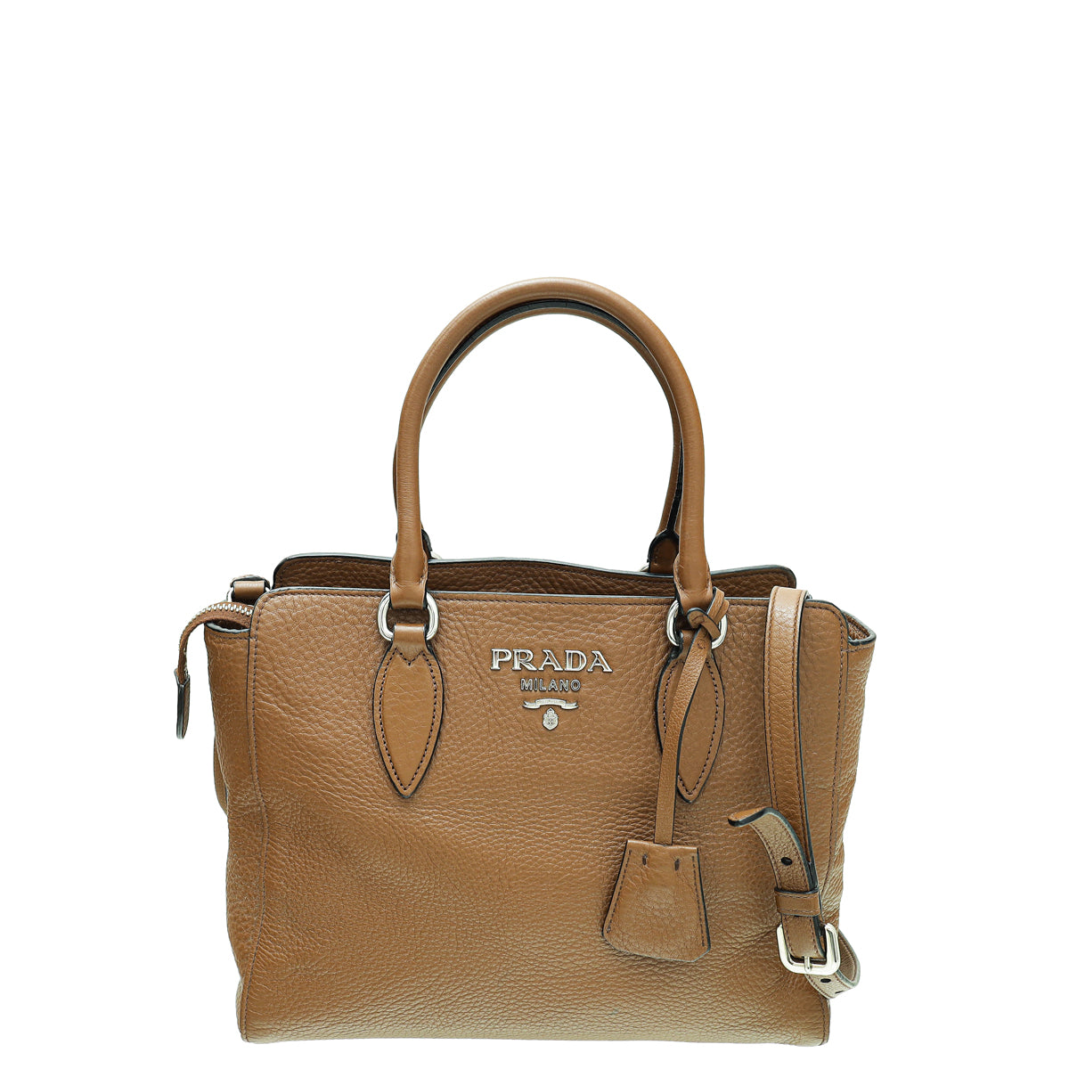Prada Brown Vitello Phenix Convertible Tote Bag-Prada-THE CLOSET