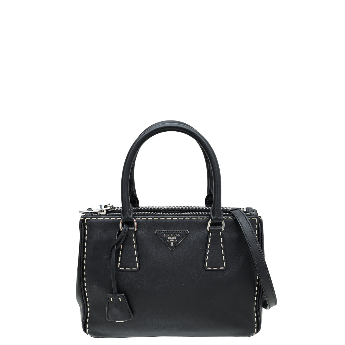 Prada Black City Galleria Stitched Tote Medium Bag-Prada-THE CLOSET