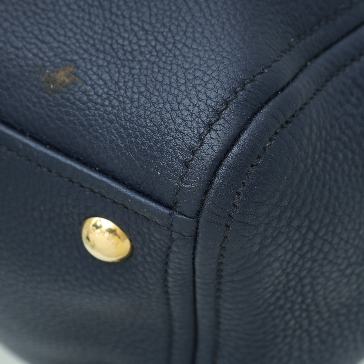 Prada Blue Vitello Daino Double Zipped Convertible Tote Bag
