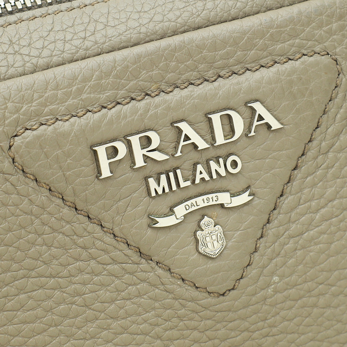 Prada Clay Grey Double Zipper Medium Bag