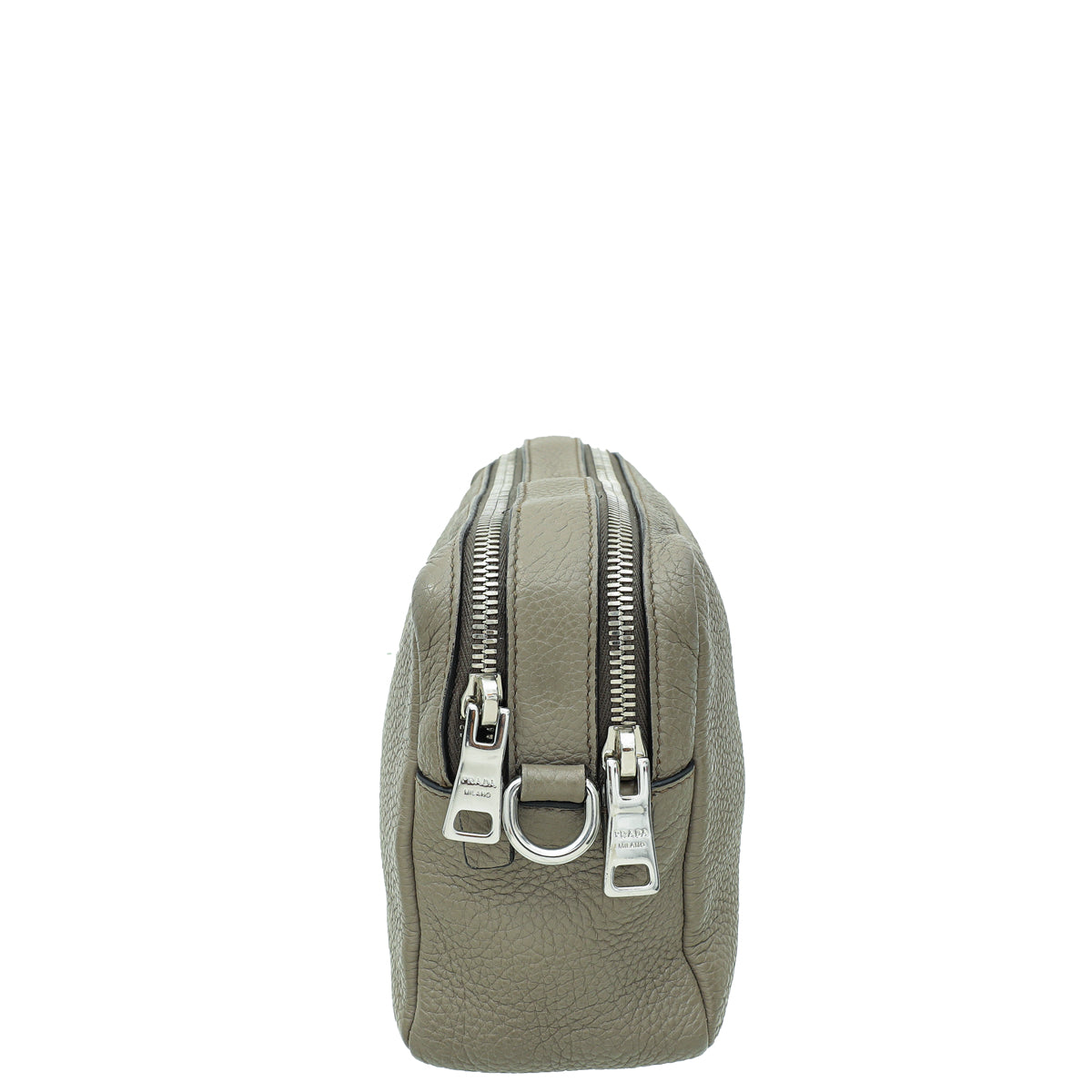 Prada Clay Grey Double Zipper Medium Bag