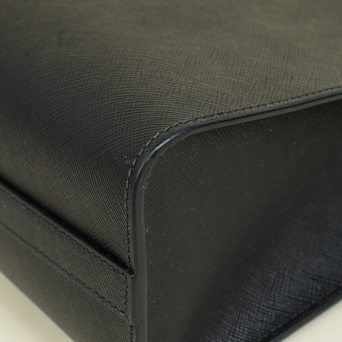 Prada Black Lux Logo Embossed Medium Shoulder Tote Handbag