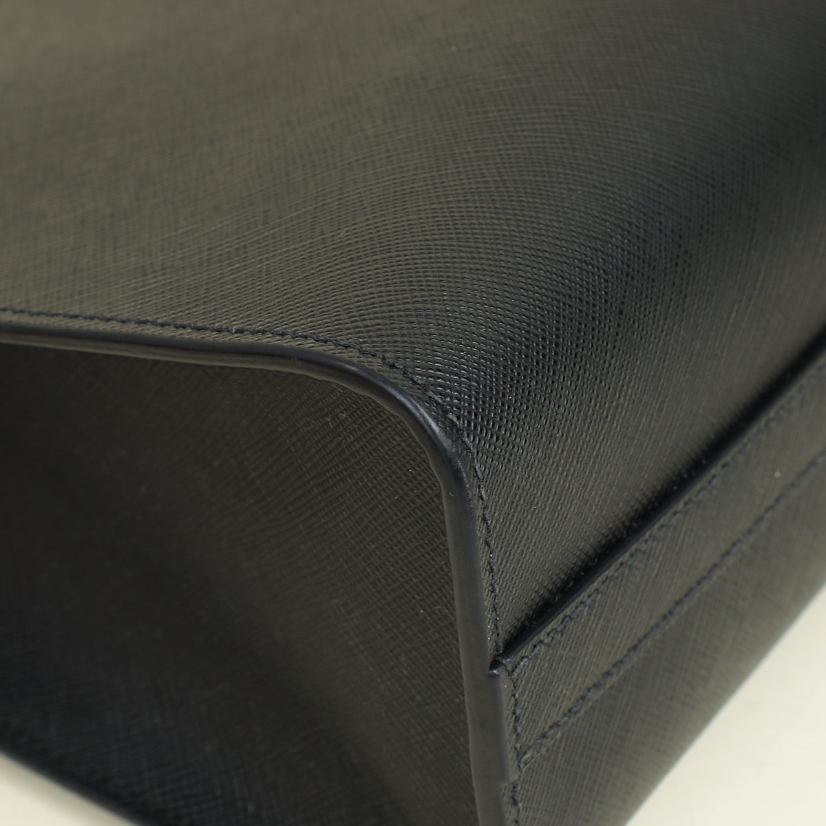 Prada Black Lux Logo Embossed Medium Shoulder Tote Handbag