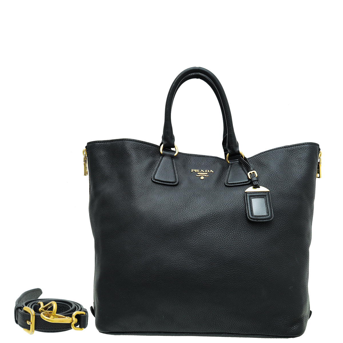 Prada Black Vitello Daino Tote Large Bag-Prada-THE CLOSET