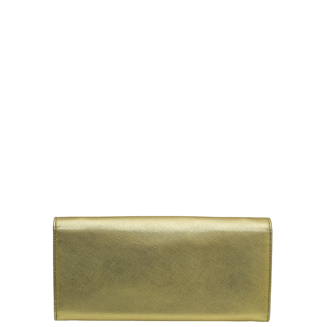 Prada Metallic Gold Wallet On Chain