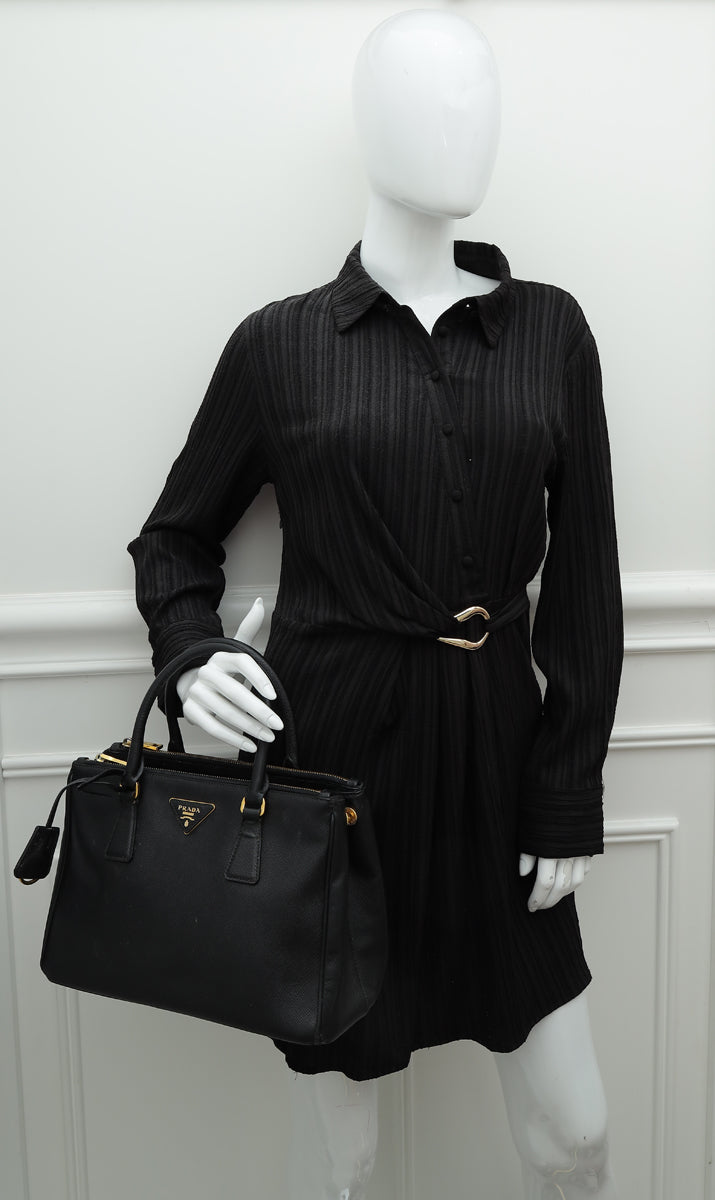 Prada Black Lux Galleria Medium Tote Bag