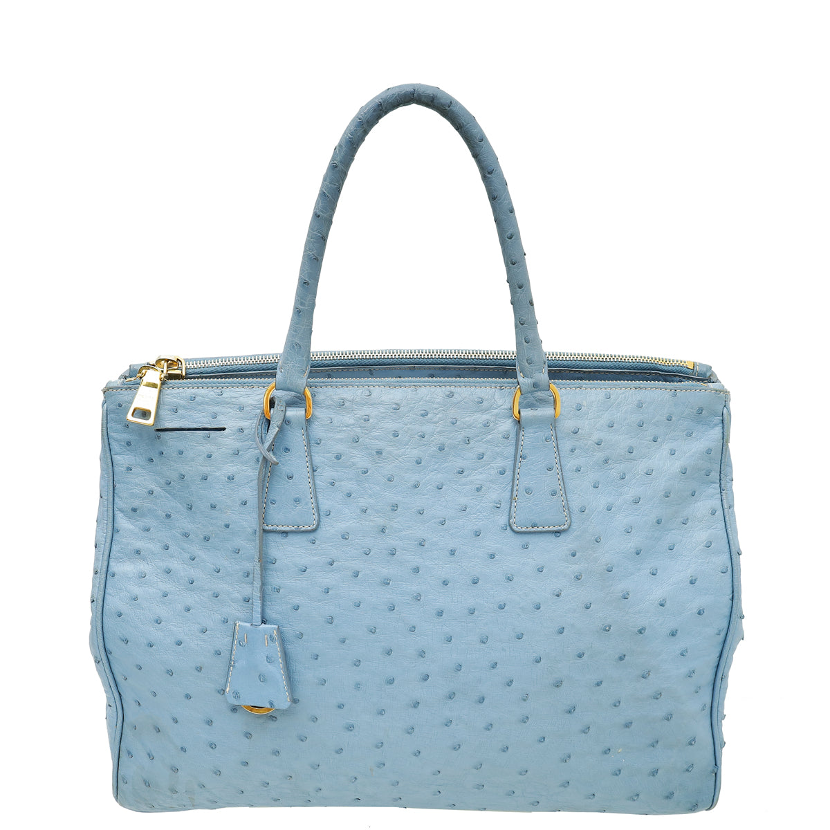 Prada Blue Ostrich Galleria Tote Large Bag-Prada-THE CLOSET