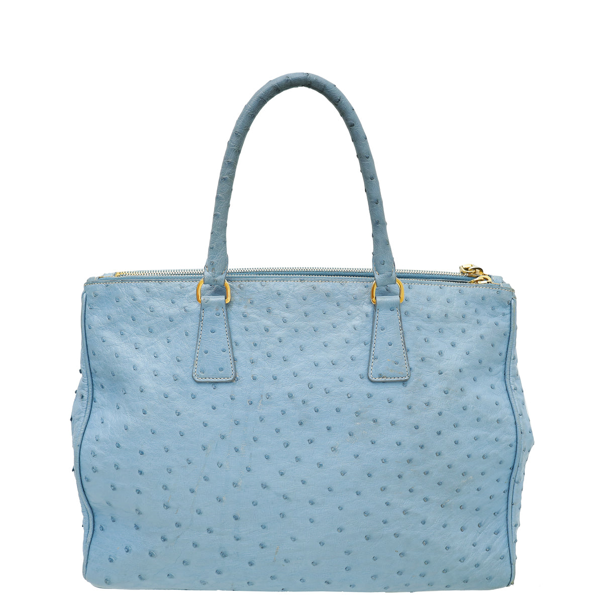 Prada Blue Ostrich Galleria Tote Large Bag-Prada-THE CLOSET