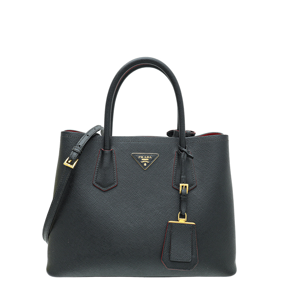 Prada Black Cuir Medium Double Tote Bag-Prada-THE CLOSET