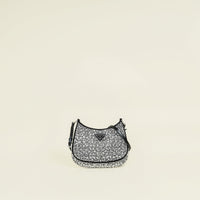 Prada Black Metal Crystal-Embellished Satin Cleo Bag
