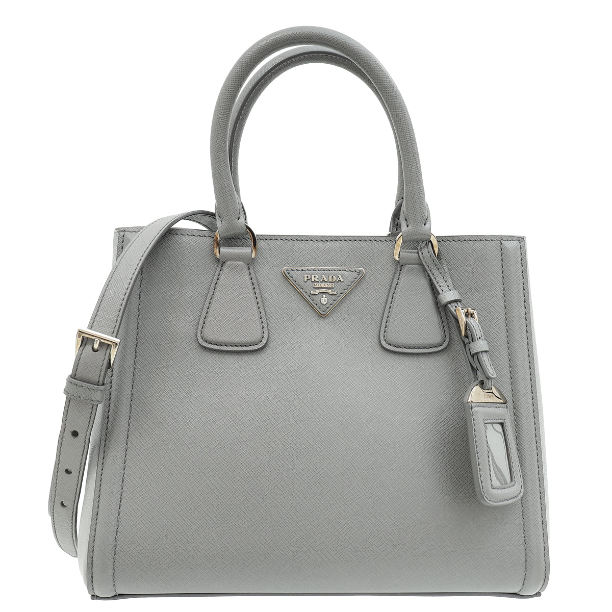Prada Grey Lux EW Small Tote Bag-Prada-THE CLOSET