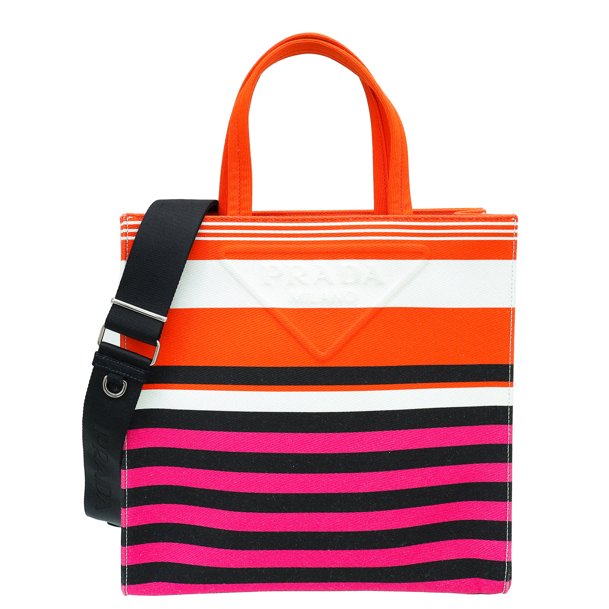 Prada Multicolor Logo Stripe Tote Bag-Prada-THE CLOSET