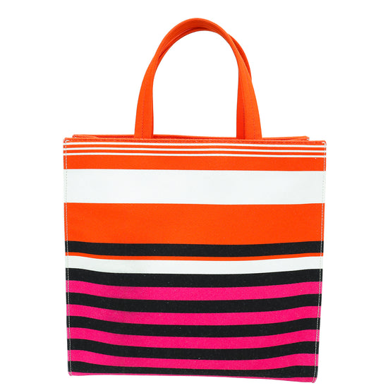 Prada Multicolor Logo Stripe Tote Bag