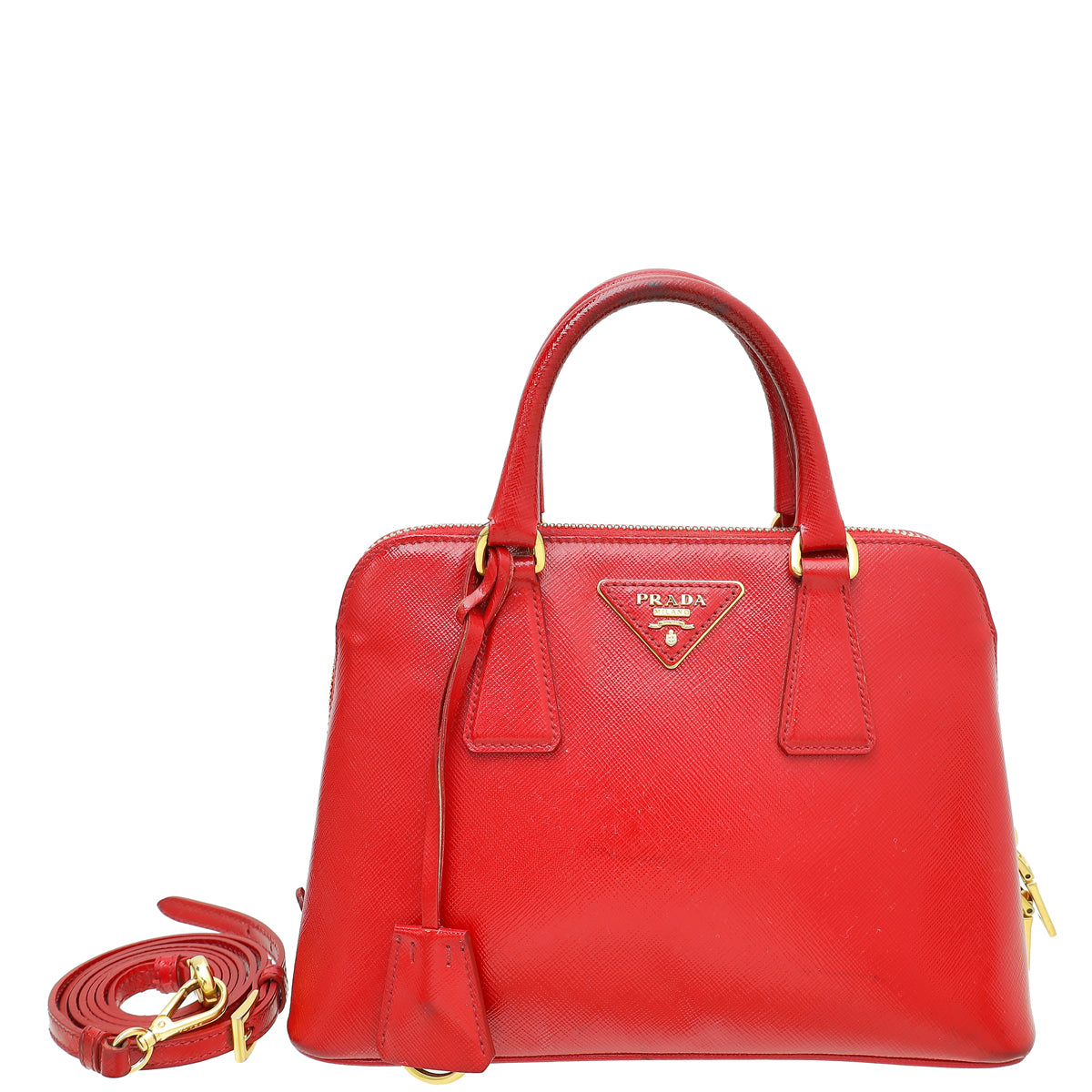 Prada Red Vernice Promenade Small Bag-Prada-THE CLOSET