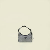 Prada Black Crystal-Embellished Satin Re-Edition 2000 Mini Bag