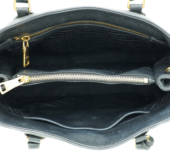 Prada Black Vitello Phenix Convertible Tote Medium Bag