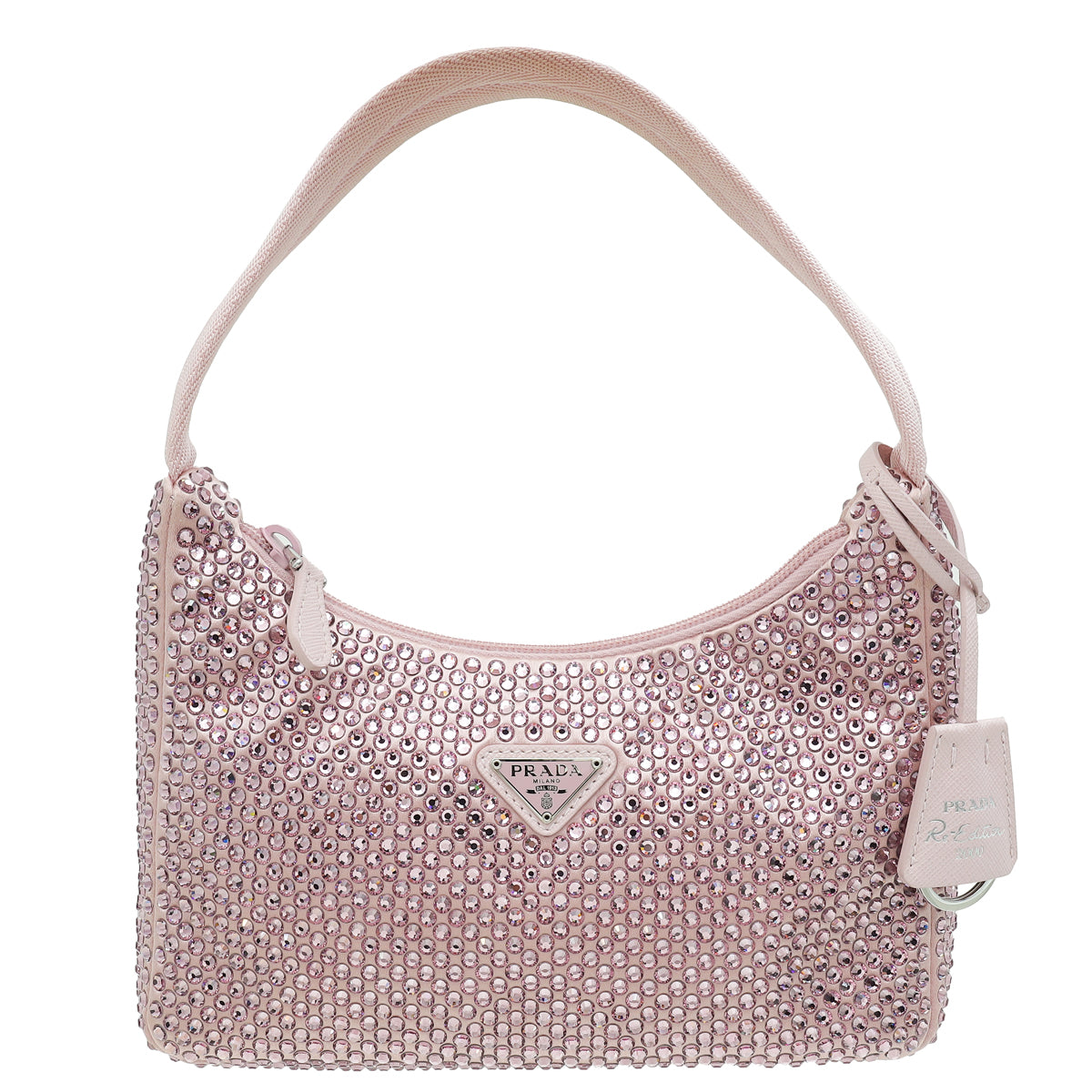 Prada Alabastro Mauve Crystal-Embellished Satin Re-Edition 2000 Mini Bag-Prada-THE CLOSET